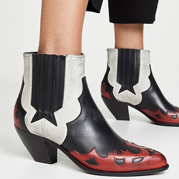 Golden Goose Shoes - GOLDEN GOOSE SUNSET FLOWERS WESTERN LEATHER BOOTS